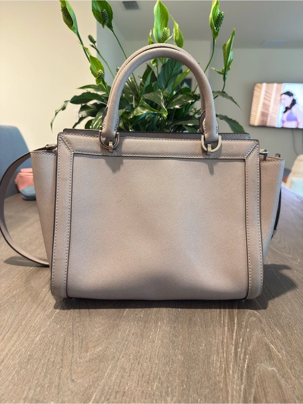 Michael Kors Taupe Leather Satchel with Removable Strap